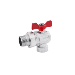 Кран-американка кульовий кутовий Karro "Standart" 3/4" ВЗ PN40 метелик, нікельований