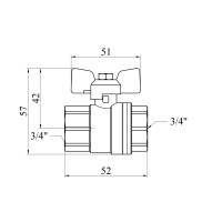 Кран кульовий Karro "Standart" 3/4" ВВ PN30 метелик, нікельований Кран кульовий Karro "Standart" 3/4" ВВ PN30 метелик, нікельований