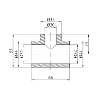 Трійник перехідний PPR Baux 32х20х32 мм