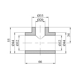 Трійник перехідний PPR Baux 32х20х32 мм Трійник перехідний PPR Baux 32х20х32 мм