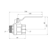 Кран кульовий Karro "Standart" 2" ВЗ PN30 ручка, нікельований