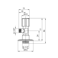 Кран приладовий для підключення Karro 1/2"х3/8" ЗЗ хромований KR-3019 Кран приладовий для підключення Karro 1/2"х3/8" ЗЗ хромований KR-3019
