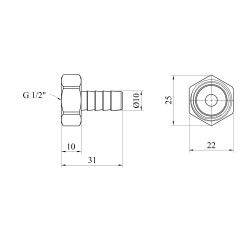 Штуцер Karro 1/2" РВ, D=10 мм нікельований KR-820