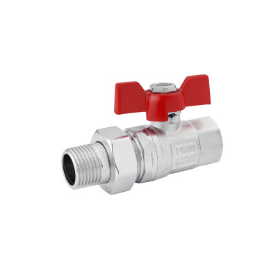 Кран-американка кульовий прямий Karro "Standart+" 1/2" ВЗ PN40 метелик, нікельований