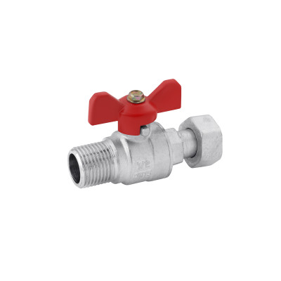 Кран кульовий з накидною гайкою прямий Karro 1/2" ВЗ PN30 метелик, нікельований Кран кульовий з накидною гайкою прямий Karro 1/2" ВЗ PN30 метелик, нікельований