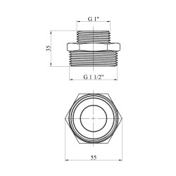Ніпель перехідний Karro 1 1/2"х1" ЗЗ нікельований KR-3114 Ніпель перехідний Karro 1 1/2"х1" ЗЗ нікельований KR-3114