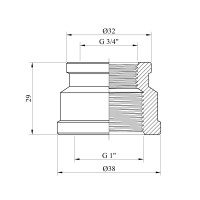 Муфта перехідна Karro 1"х3/4" ВВ нікельована KR-3122 Муфта перехідна Karro 1"х3/4" ВВ нікельована KR-3122