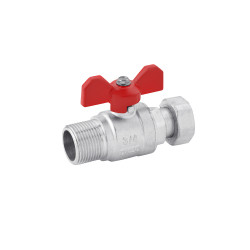 Кран кульовий з накидною гайкою прямий Karro 3/4" ВЗ PN30 метелик, нікельований Кран кульовий з накидною гайкою прямий Karro 3/4" ВЗ PN30 метелик, нікельований