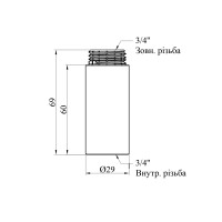 Подовжувач Karro 3/4" ВЗ, L=60 мм хромований KR-3209