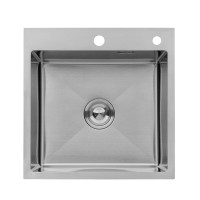 Комплект кухонна мийка Kroner Gebürstet-5050HM + змішувач Küche-C031BLK + дозатор Spender-016