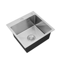 Комплект кухонна мийка Kroner Gebürstet-5050HM + змішувач Küche-C031BLK + дозатор Spender-016