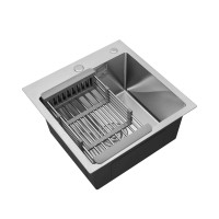 Комплект кухонна мийка Kroner Gebürstet-5050HM + змішувач Küche-C031BLK + дозатор Spender-016