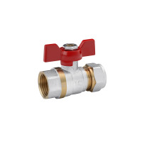 Кран кульовий металопластиковий Karro 16х1/2" РВ метелик, нікельований