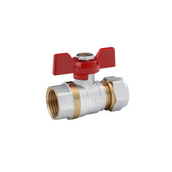 Кран кульовий металопластиковий Karro 16х1/2" РВ метелик, нікельований