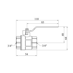 Кран кульовий Karro "Standart+" 3/4" ВВ PN40 ручка, нікельований