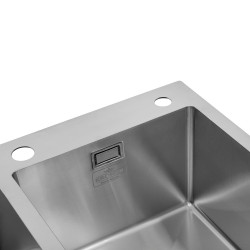 Комплект кухонна мийка Kroner Gebürstet-7843ZHM + змішувач Edelstahl Klassisch-ESG03815BLK + дозатор Spender-016