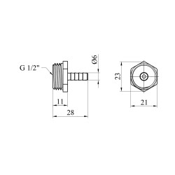Штуцер Karro 1/2" РЗ, D=6 мм нікельований KR-821