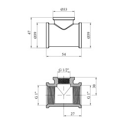 Трійник перехідний Karro 1"х1/2"х1" ВВВ нікельований KR-3213