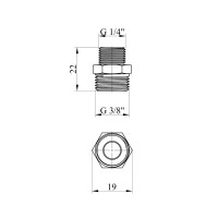 Ніпель перехідний Karro 3/8"х1/4" ЗЗ нікельований KR-3114