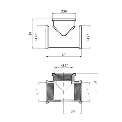 Трійник Karro 1" ВВВ нікельований KR-3213