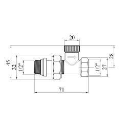 Кран радіаторний нижній прямий Karro "Super" 1/2" ВЗ нікельований KR-371