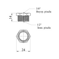 Футорка Karro 1/2"х3/8" ЗВ нікельована KR-3115 Футорка Karro 1/2"х3/8" ЗВ нікельована KR-3115