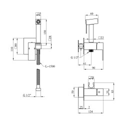 Набор 3 в 1 душова система Kroner Edelstahl Kubus-SCH063 + змішувач Edelstahl Kubus-SCH010 + змішувач Edelstahl Kubus-SCH053