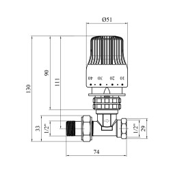 Кран термостатичний прямий з термоголовкою Karro RTL 1/2" ВЗ нікельований KR-2004+2152