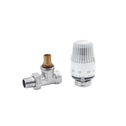 Кран термостатичний прямий з термоголовкою Karro RTL 1/2" ВЗ нікельований KR-2004+2152