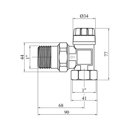 Кран термостатичний кутовий Karro 1" ВЗ нікельований KR-737B