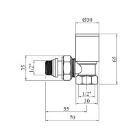 Комплект радіаторних кутових кранів верхні Karro 1/2" ВЗ хромовані KR-32001