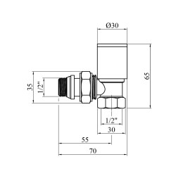 Комплект радіаторних кутових кранів верхні Karro 1/2" ВЗ хромовані KR-32001