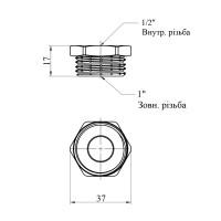 Футорка Karro 1"х1/2" ЗВ нікельована KR-3115 Футорка Karro 1"х1/2" ЗВ нікельована KR-3115