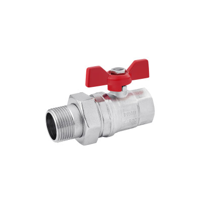 Кран-американка кульовий прямий Karro "Standart+" 1" ВЗ PN40 метелик, нікельований Кран-американка кульовий прямий Karro "Standart+" 1" ВЗ PN40 метелик, нікельований