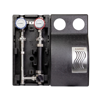 Насосна група Karro 1" (термостат+триходовий змішувальний кран) нержавіюча сталь KR-15177