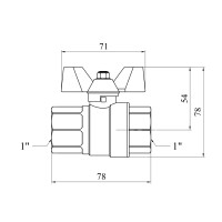 Кран кульовий Karro "Premium" 1" ВВ PN40 метелик, нікельований