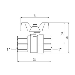 Кран кульовий Karro "Premium" 1" ВВ PN40 метелик, нікельований