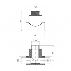 Трійник PPR Baux 20х3/4" РЗ