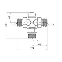 Трьохходовий клапан Karro 1" ЗЗЗ латунний KR-4300 Трьохходовий клапан Karro 1" ЗЗЗ латунний KR-4300