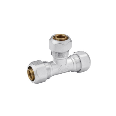 Трійник металопластиковий Karro 20х20х20 мм нікельований KR-0731