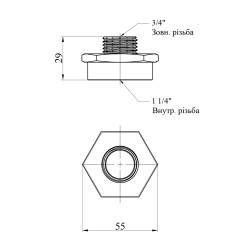 Перехідник Karro 1 1/4"х3/4" ВЗ нікельований KR-3117 Перехідник Karro 1 1/4"х3/4" ВЗ нікельований KR-3117