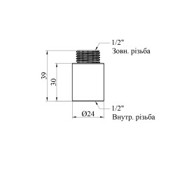 Подовжувач Karro 1/2" ВЗ, L=30 мм хромований KR-3209 Подовжувач Karro 1/2" ВЗ, L=30 мм хромований KR-3209