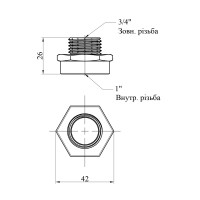 Перехідник Karro 1"х3/4" ВЗ нікельований KR-3117 Перехідник Karro 1"х3/4" ВЗ нікельований KR-3117