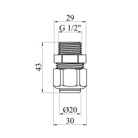 Муфта металопластикова Karro 20х1/2" РЗ нікельована KR-0512