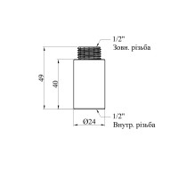 Подовжувач Karro 1/2" ВЗ, L=40 мм хромований KR-3209