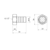 Штуцер Karro 1/2" РВ, D=14 мм нікельований KR-820 Штуцер Karro 1/2" РВ, D=14 мм нікельований KR-820