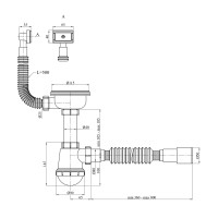 Сифон для кухонної мийки Agua KS02 3 1/2"х40/50 мм з різьбовим випуском, з квадратним переливом