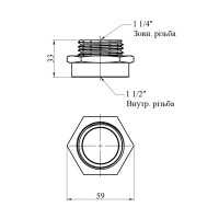 Перехідник Karro 1 1/2"х1 1/4" ВЗ нікельований KR-3117