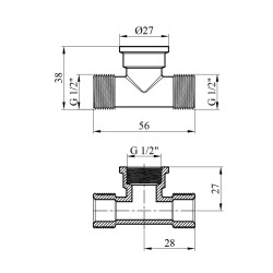 Трійник Karro 1/2" ЗВЗ нікельований KR-3213