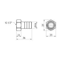 Штуцер Karro 1/2" РВ, D=16 мм нікельований KR-820
